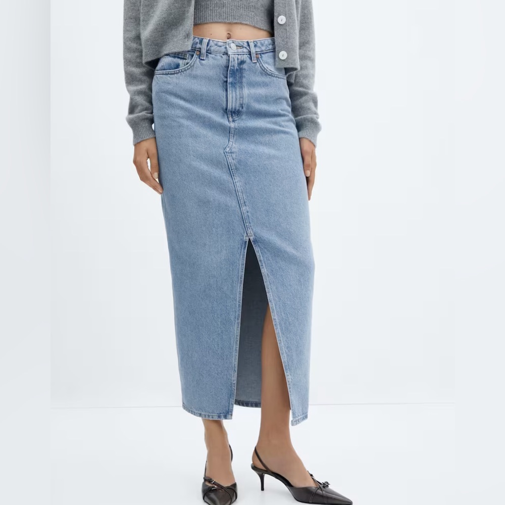 Mango Denim Midi Skirt